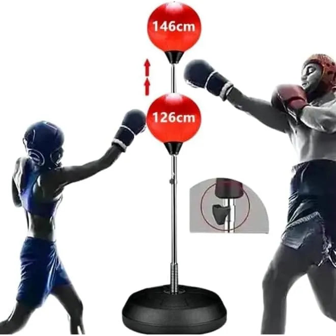 Adults Free Standing Punching Set – Boxing Ball with Gloves & Air Pump, Adjustable Height 126–146cm, Freestanding Punch Bag for Home Workout, Stress Relief Training Equipment (Unisex)
