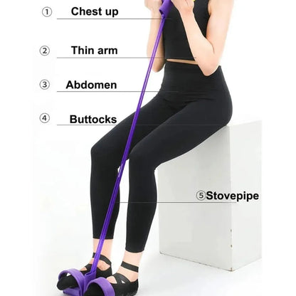 4 Tube Elastic Sit-Up Pull Rope Resistance Band | High Elastic Latex Abdominal Exerciser with Foam Handles for Workout, Fitness, Pilates & Physio Training