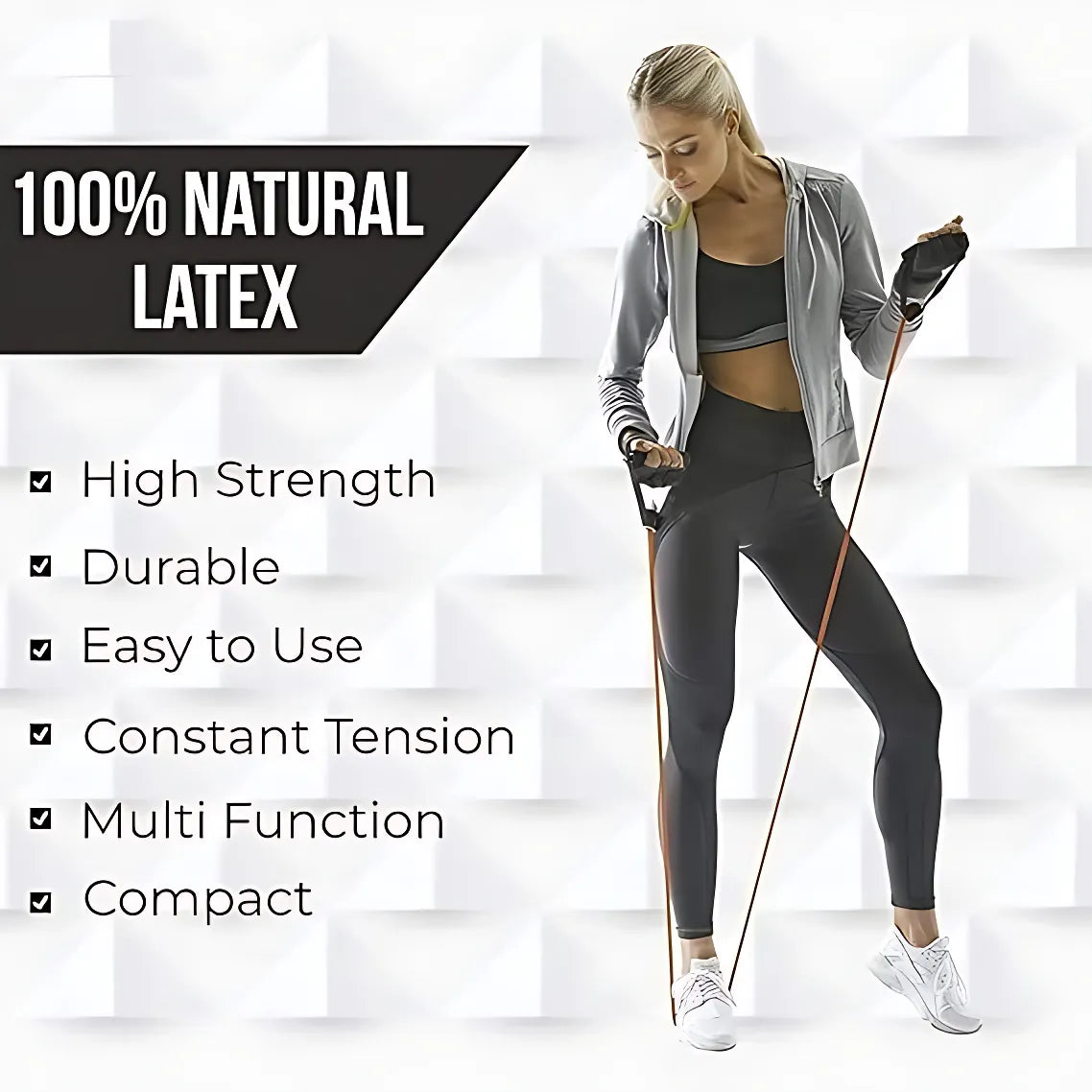 Liveup LS3201 Resistance Tube Band 48-Inch Natural Latex Exercise Band with Foam Handles | Light, Medium & Heavy Resistance for Strength Training, Home Workout & Fitness