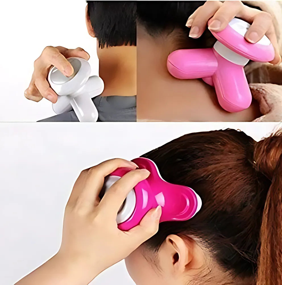 Mimo Mini Portable Full Body Electric Massager with Triangle Handle Design, USB & 4.5V 3 AAA Battery Support, AC/DC Vibration Massage Machine 140g Compact Body Massager (8×8×8cm)