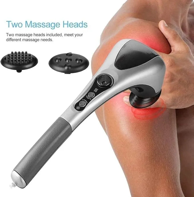 Double Head Full Body Massager, 20W, AC 220–240V, Far Infrared Heating, Dual Massage Heads, Stepless Speed Control, Tapping Massage, 1.5m Power Cord, 42 x 14.5 x 14 cm, Electric Massager for Neck, Back, Shoulder Pain Relief, Deep Tissue Relaxation