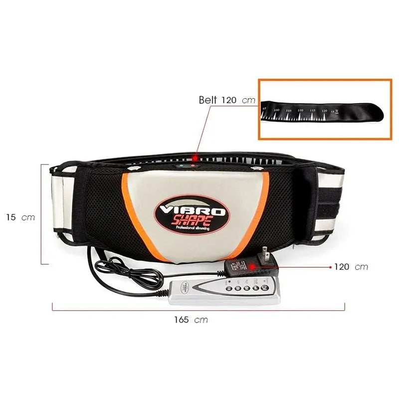 Vibro Shape Slimming Belt Heating Vibration Waist 50” Adjustable Fat Burning Belt with AC 220V Power, Multiple Vibration Modes, 5–30 Min Timer, PU Leather Body Shaping Belt for Belly Fat Reduction & Muscle Relaxation