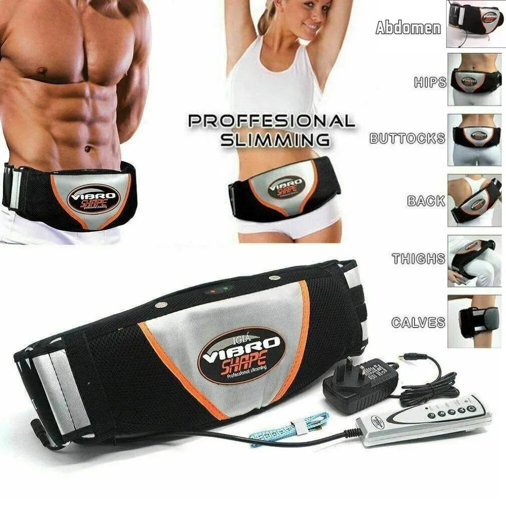 Vibro Shape Slimming Belt Heating Vibration Waist 50” Adjustable Fat Burning Belt with AC 220V Power, Multiple Vibration Modes, 5–30 Min Timer, PU Leather Body Shaping Belt for Belly Fat Reduction & Muscle Relaxation