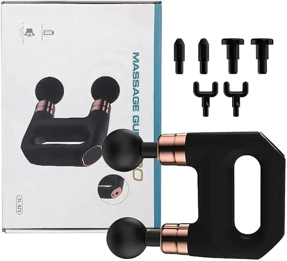 Blueidea SL-821 Massage Gun Pro Double Head Massager | 6-Speed Deep Tissue Muscle Massage Gun with 1500mAh Battery, 8 Massage Heads & Silent Operation