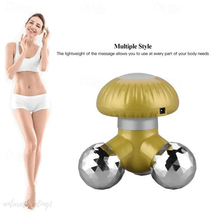 Mushroom Shape Mini Hand Massager with Battery & USB Power, Portable Full Body Vibration Massage Device for Muscle Pain Relief & Blood Circulation (10.6×10.2×9.7cm)