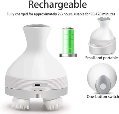 Hair Scalp Massager Rechargeable 3D Electric Head Massager Machine 5W 5V 800mAh Cordless Handheld Rotating Massage Device with Multiple Modes, 90–120 Min Runtime, 2–3 Hour Charging for Hair Growth & Relaxation