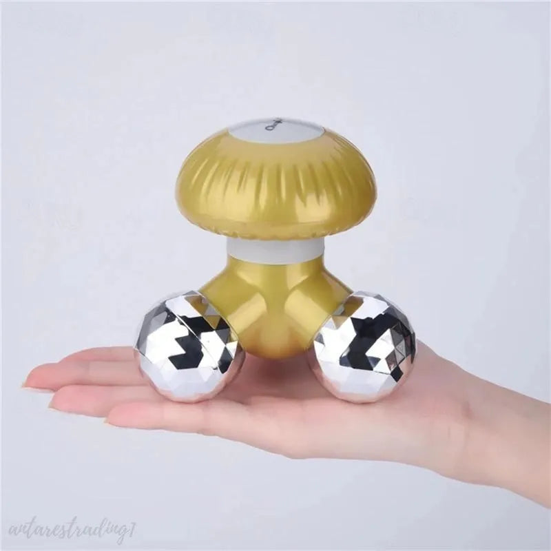 Mushroom Shape Mini Hand Massager with Battery & USB Power, Portable Full Body Vibration Massage Device for Muscle Pain Relief & Blood Circulation (10.6×10.2×9.7cm)