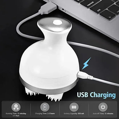 Hair Scalp Massager Rechargeable 3D Electric Head Massager Machine 5W 5V 800mAh Cordless Handheld Rotating Massage Device with Multiple Modes, 90–120 Min Runtime, 2–3 Hour Charging for Hair Growth & Relaxation