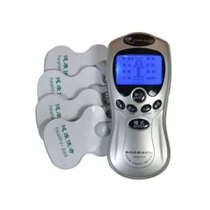 Inditradition 8 in 1 Digital Therapy Machine Electric Muscle Stimulator with Acupuncture & Vibration Modes, Pain Relief Pulse Massager with 4 Electrode Pads, Palm Device, USB Adapter & AAA Batteries