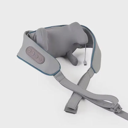 Rechargeable High Quality Neck Massager for Pain Relief with 6D Deep Tissue Kneading, Heat Function, 2 Massage Modes, 2 Intensity Levels, Wearable Electric Massager for Neck, Back, Shoulder, Waist & Legs
