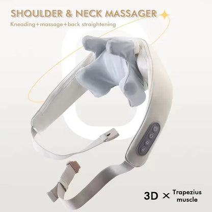 Rechargeable High Quality Neck Massager for Pain Relief with 6D Deep Tissue Kneading, Heat Function, 2 Massage Modes, 2 Intensity Levels, Wearable Electric Massager for Neck, Back, Shoulder, Waist & Legs