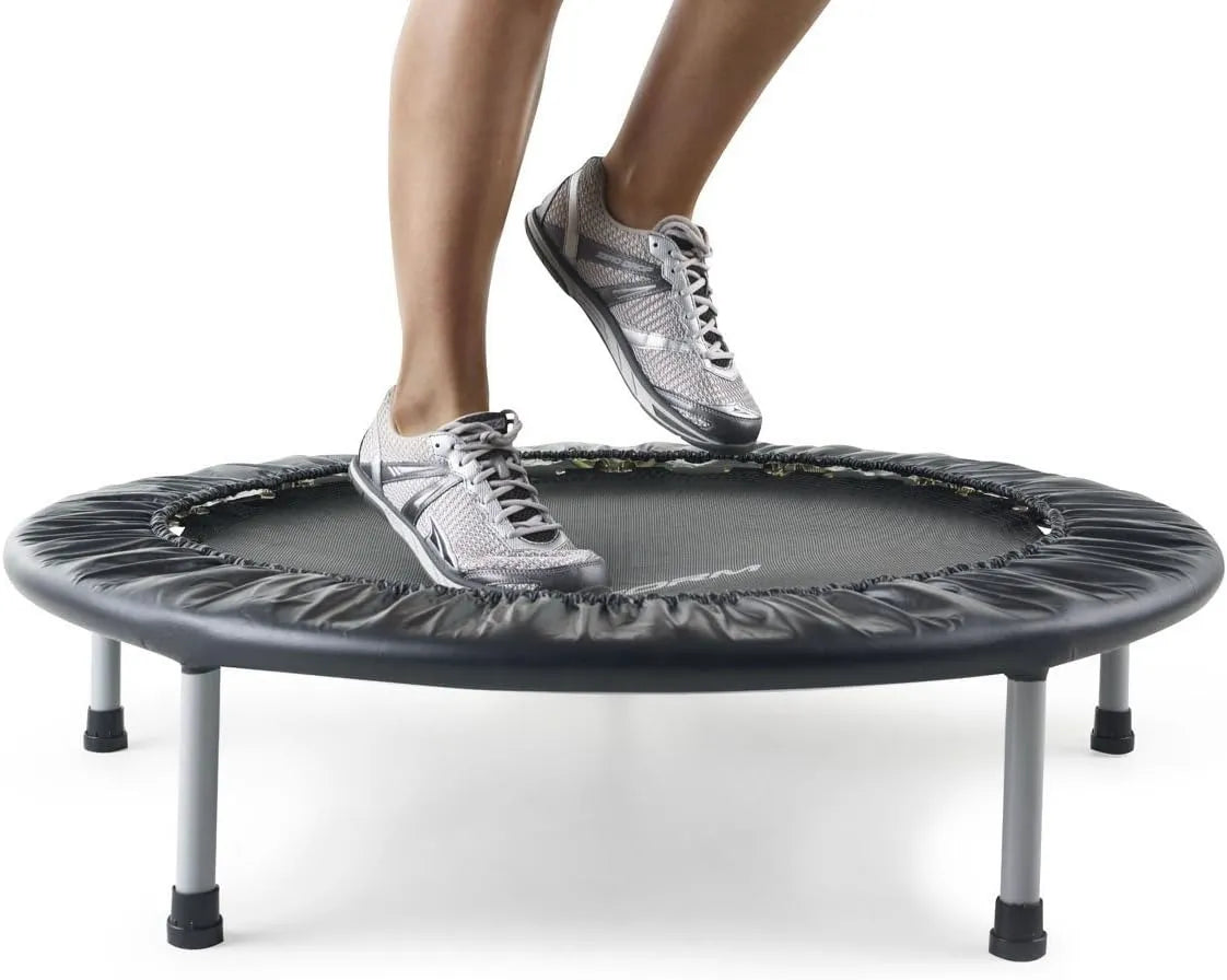 36 Inch Foldable Fitness Trampoline with 114KG Weight Capacity, Durable Springs, 5-Piece Steel Frame & High Elastic Jumping Mat for Indoor Exercise, Rebounding & Home Gym Workout