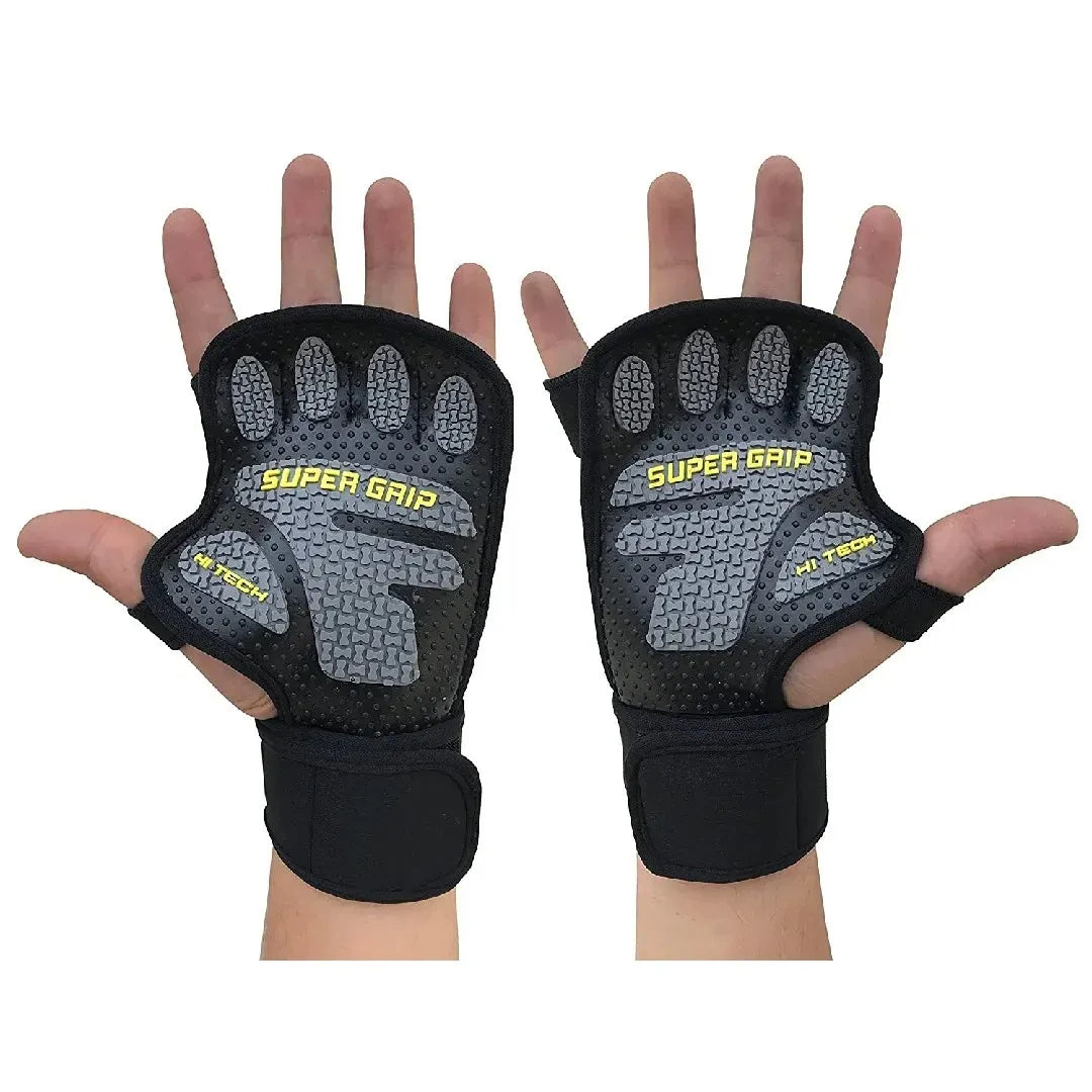 Anti-Slip Half Finger Gym Gloves with Wrist Support Breathable Weightlifting Fitness Gloves for Men & Women Workout, Cross Training, Deadlifts & Pull-Ups (2 Pcs Set)