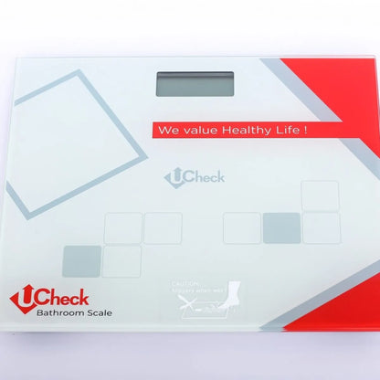 UCheck UC-5100 Digital Glass Body Weight Scale with LED Backlight Display, 150KG Capacity, 6mm Tempered Safety Glass, High Precision Sensors & Auto On/Off Electronic Weight Machine