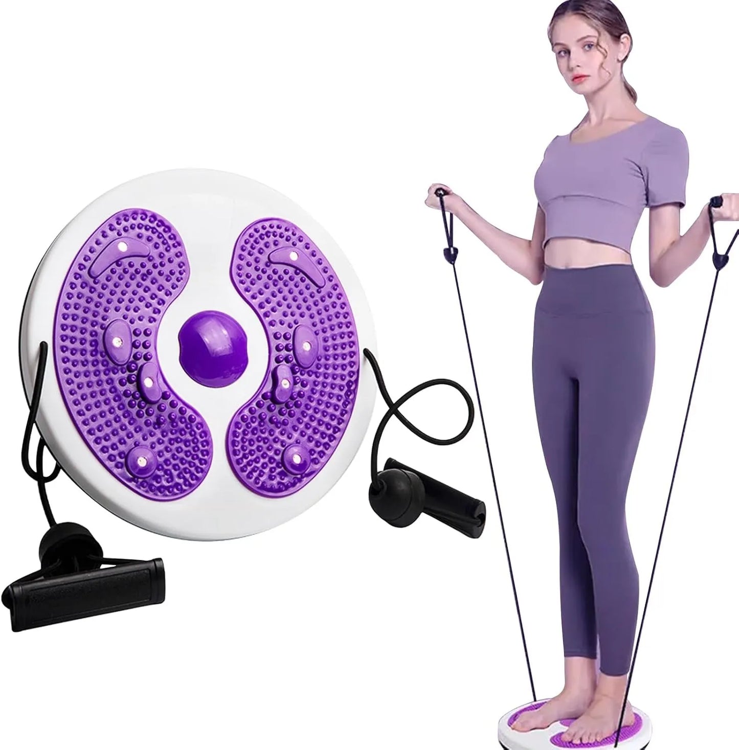 Magnetic Waist Twisting Disc with Pull Rope, 8 Built-in Magnets, Elastic Resistance Bands & Anti-Slip Foot Massage Surface for Waist Slimming, Body Shaping & Home Fitness Workout