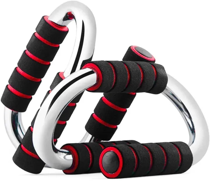 S-Shaped Push Up Bars Set with Foam Grip Handles, Non-Slip Base & Galvanized Stainless Steel Frame, 18×12×12cm Portable Pushup Stands for Chest, Arms & Home Workout