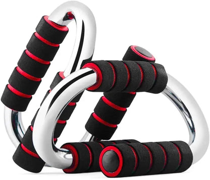 S-Shaped Push Up Bars Set with Foam Grip Handles, Non-Slip Base & Galvanized Stainless Steel Frame, 18×12×12cm Portable Pushup Stands for Chest, Arms & Home Workout