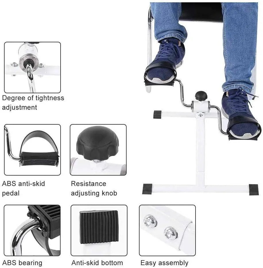 Folding Stationary Fitness Exercise Pedal Bike Portable Indoor Mini Cycle Trainer with Adjustable Resistance, Size: Approx. 50 × 41 × 28 cm, Non-Slip Rubber Pads & Steel Frame for Arm and Leg Exercise & Blood Circulation Improvement