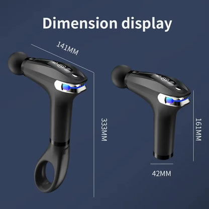 Blueidea BLD-326 Fascial Gun Pro Massager 7.4V 30W LED Display Extended Handle 2 Modes 8-Gear Speed Cordless Deep Tissue Massage Gun with 4 Heads for Muscle Relief & Recovery