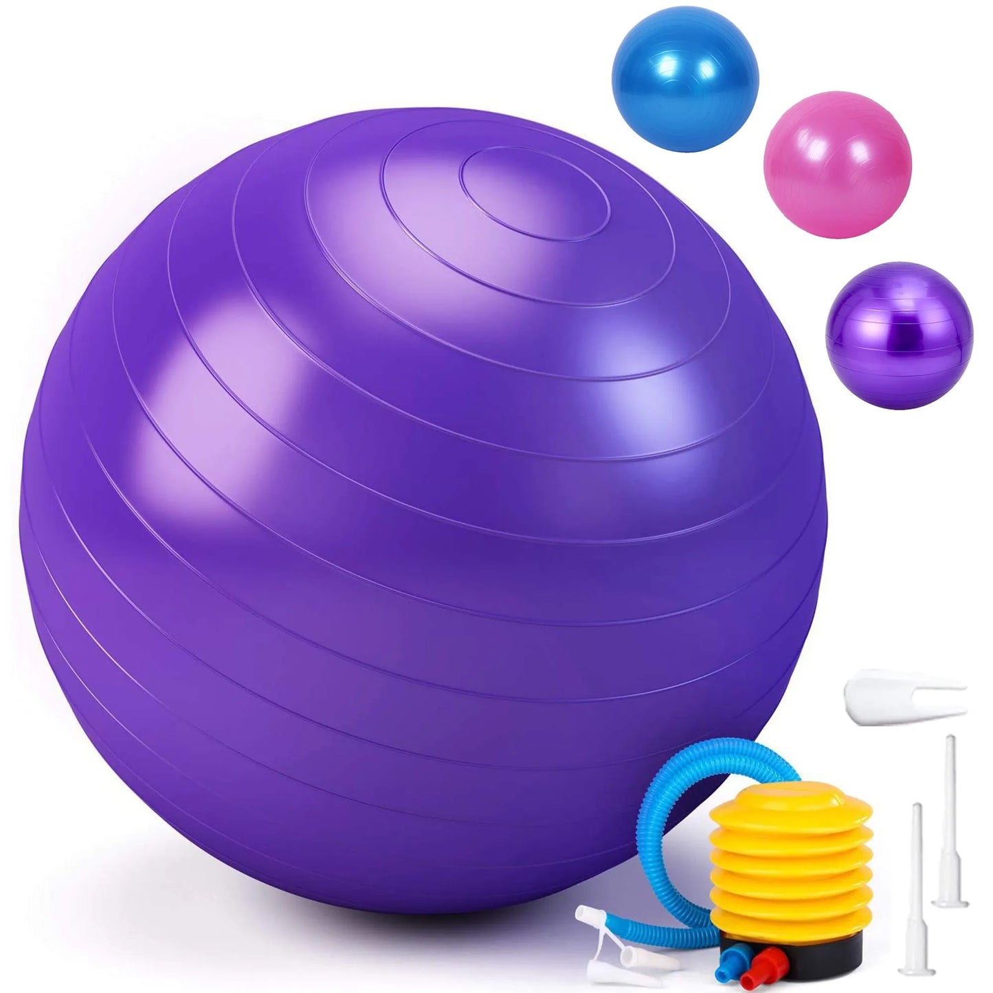 Anti-Burst Exercise Gym Ball with Air Pump, Non-Slip Yoga Stability Ball in 25CM, 65CM, 75CM, 85CM & 100CM Sizes for Core Strength, Balance, Home Workout & Physical Therapy