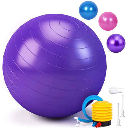 Anti-Burst Exercise Gym Ball with Air Pump, Non-Slip Yoga Stability Ball in 25CM, 65CM, 75CM, 85CM & 100CM Sizes for Core Strength, Balance, Home Workout & Physical Therapy