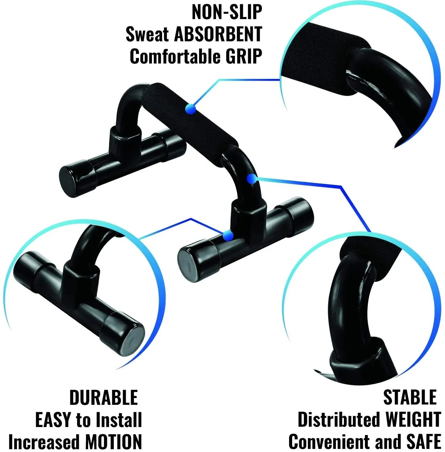 Push Up Bars – Home Gym Pushup Stands for Chest, Arms & Core Training