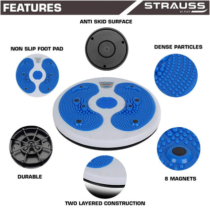 Magnetic Waist Twisting Disc with Pull Rope, 8 Built-in Magnets, Elastic Resistance Bands & Anti-Slip Foot Massage Surface for Waist Slimming, Body Shaping & Home Fitness Workout