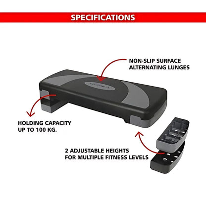 Aerobic Stepper Adjustable Fitness Step Platform with 4” 6” & 8” Height Levels, Non-Slip Surface, Rubber Feet & 100KG Weight Capacity for Cardio, Home Gym & Aerobic Workout