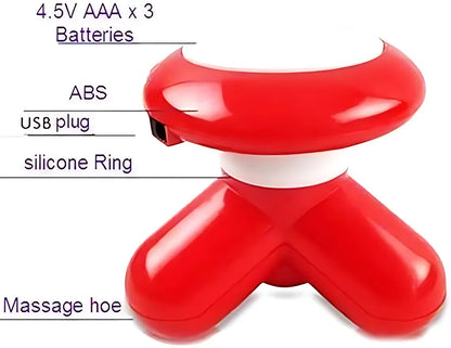 Mimo Mini Portable Full Body Electric Massager with Triangle Handle Design, USB & 4.5V 3 AAA Battery Support, AC/DC Vibration Massage Machine 140g Compact Body Massager (8×8×8cm)
