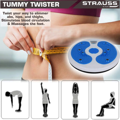 Magnetic Waist Twisting Disc with Pull Rope, 8 Built-in Magnets, Elastic Resistance Bands & Anti-Slip Foot Massage Surface for Waist Slimming, Body Shaping & Home Fitness Workout