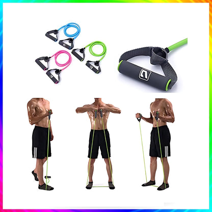 Liveup LS3201 Resistance Tube Band 48-Inch Natural Latex Exercise Band with Foam Handles | Light, Medium & Heavy Resistance for Strength Training, Home Workout & Fitness