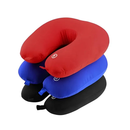 Travel Neck Massager Pillow U-Shape Vibrating Neck Cushion with Flannel Material, M+emory Foam, MP3 Support & 2 AA Battery Power Supply