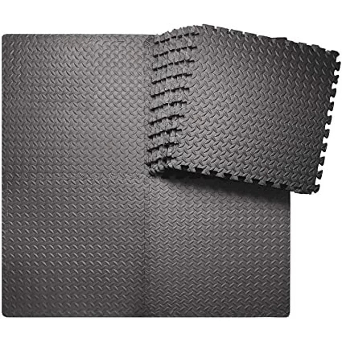 Gym Floor Mats Foam Set of 4 (2x2 Feet) | Interlocking EVA Foam Exercise Mats 12mm–25mm Anti-Slip Protective Flooring for Home Gym & Workout Areas