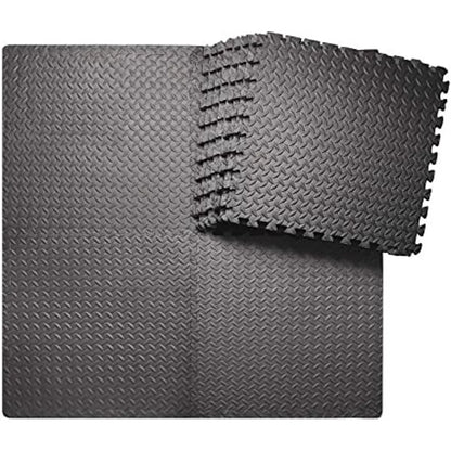 Gym Floor Mats Foam Set of 4 (2x2 Feet) | Interlocking EVA Foam Exercise Mats 12mm–25mm Anti-Slip Protective Flooring for Home Gym & Workout Areas