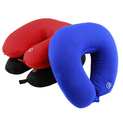 Travel Neck Massager Pillow U-Shape Vibrating Neck Cushion with Flannel Material, M+emory Foam, MP3 Support & 2 AA Battery Power Supply