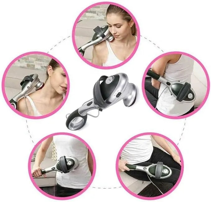 Electric Heated Handheld Infrared Body Massager 220V 22W with 2 Removable Attachments, Adjustable Speed, Lightweight ABS Portable Full Body Massage Device for Pain Relief & Blood Circulation, 41 × 11 cm (16.15 × 4.33 inches)