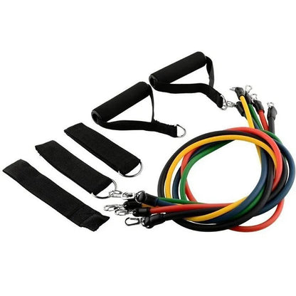 11 Piece Resistance Bands Exercise Set for CrossFit & Fitness Training | Portable Home Gym Workout Bands with Door Anchor, Handles & Ankle Straps | Medium & Premium Quality