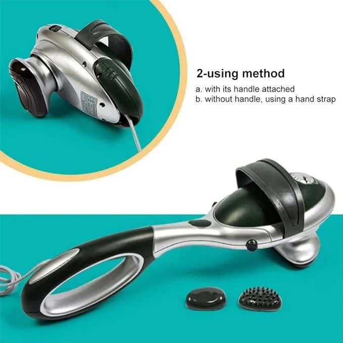 Electric Heated Handheld Infrared Body Massager 220V 22W with 2 Removable Attachments, Adjustable Speed, Lightweight ABS Portable Full Body Massage Device for Pain Relief & Blood Circulation, 41 × 11 cm (16.15 × 4.33 inches)