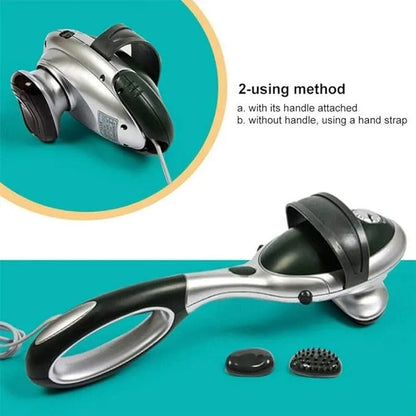 Electric Heated Handheld Infrared Body Massager 220V 22W with 2 Removable Attachments, Adjustable Speed, Lightweight ABS Portable Full Body Massage Device for Pain Relief & Blood Circulation, 41 × 11 cm (16.15 × 4.33 inches)