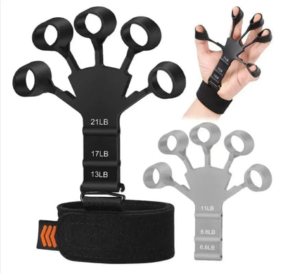Adjustable Finger Exerciser & Hand Strengthener with 6 Resistance Levels, Individual Finger Training, Silicone Grip Design & Ergonomic Palm Fit for Grip Strength, Rehabilitation & Finger Workout