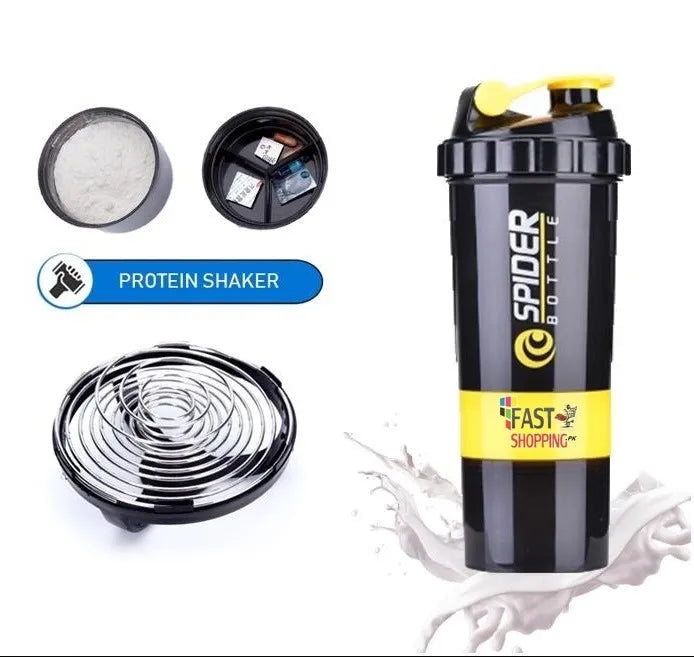 Spider Protein Shaker Bottle 500ml Imported Tritan Plastic Gym Shaker Water Bottle Multi-Purpose Leakproof Eco-Friendly Fitness Sports Drinkware for Gym & Outdoor Use