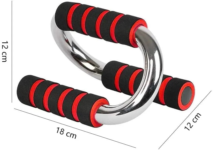 S-Shaped Push Up Bars Set with Foam Grip Handles, Non-Slip Base & Galvanized Stainless Steel Frame, 18×12×12cm Portable Pushup Stands for Chest, Arms & Home Workout