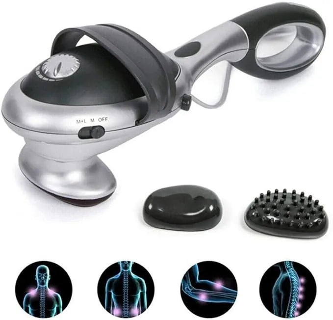 Electric Heated Handheld Infrared Body Massager 220V 22W with 2 Removable Attachments, Adjustable Speed, Lightweight ABS Portable Full Body Massage Device for Pain Relief & Blood Circulation, 41 × 11 cm (16.15 × 4.33 inches)