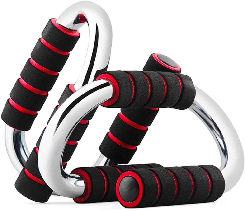 S-Shaped Push Up Bars Set with Foam Grip Handles, Non-Slip Base & Galvanized Stainless Steel Frame, 18×12×12cm Portable Pushup Stands for Chest, Arms & Home Workout