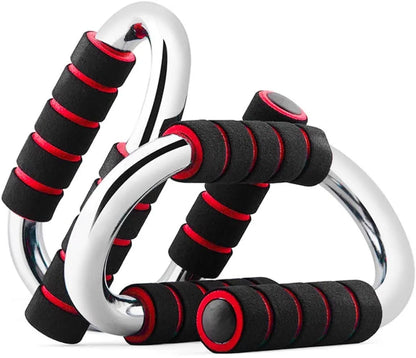 S-Shaped Push Up Bars Set with Foam Grip Handles, Non-Slip Base & Galvanized Stainless Steel Frame, 18×12×12cm Portable Pushup Stands for Chest, Arms & Home Workout