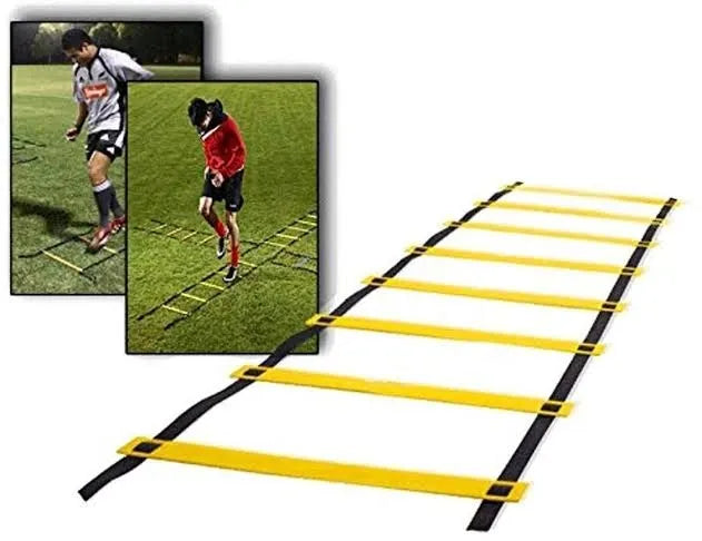 LiveUp Agility Ladder LS3671 Speed Training Ladder Available in 4 Meter & 8 Meter Sizes with Adjustable Steps, Portable Carry Pouch, Plastic & Polyester Footwork Equipment for Football, Cricket & Fitness Training