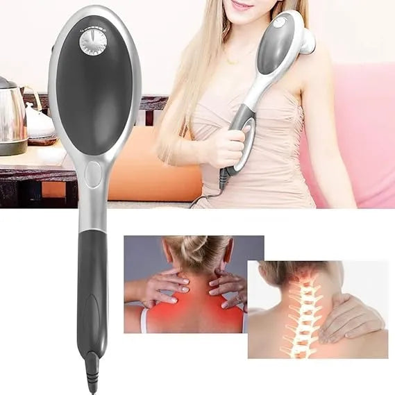 Electric Heated Handheld Infrared Body Massager 220V 22W with 2 Removable Attachments, Adjustable Speed, Lightweight ABS Portable Full Body Massage Device for Pain Relief & Blood Circulation, 41 × 11 cm (16.15 × 4.33 inches)