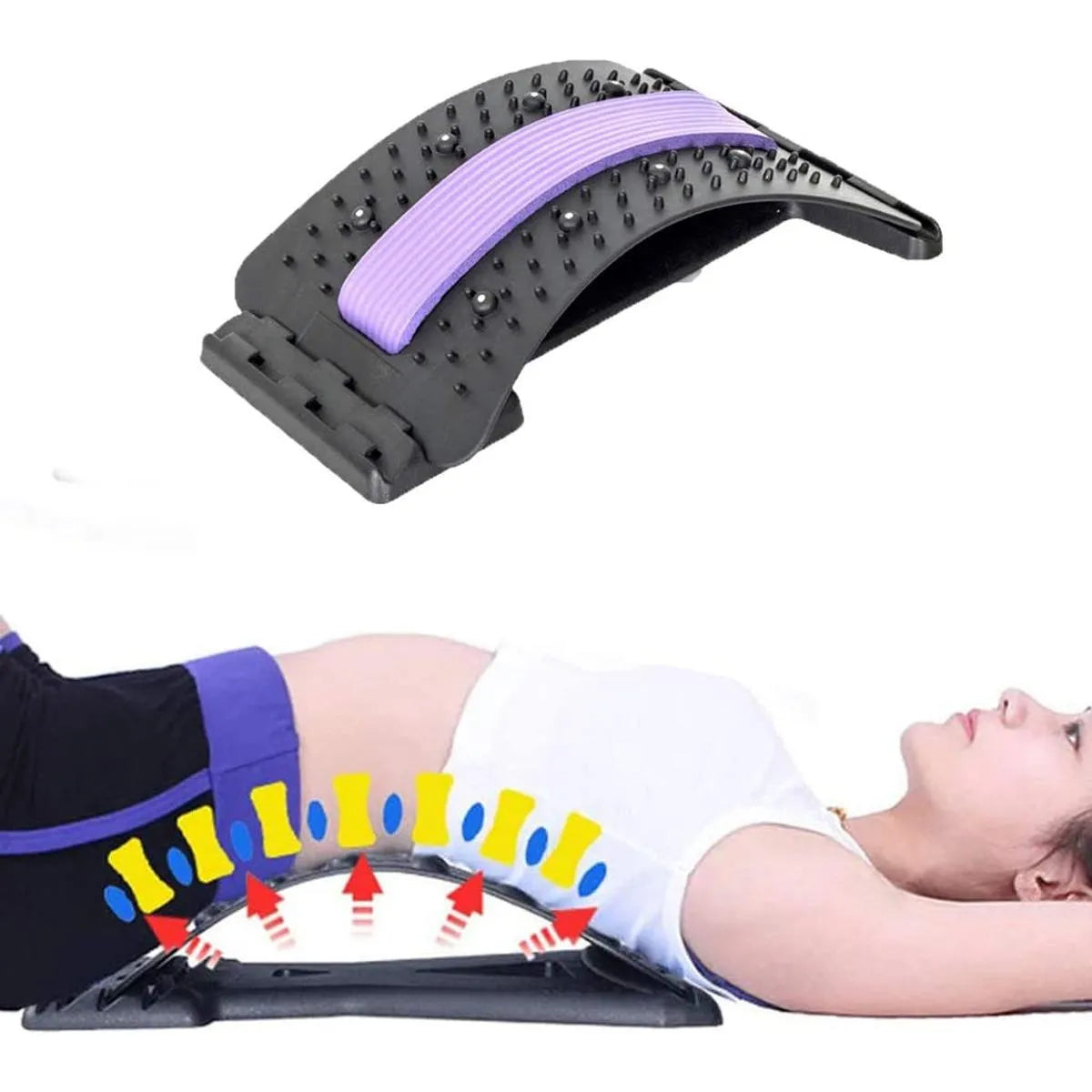 Magic Back Stretcher Lumbar Support with 3 Adjustable Settings, 96 Massage Nodes, Magnetic Acupressure Points, ABS Spine Board for Back Pain Relief, Posture Correction & Muscle Relaxation