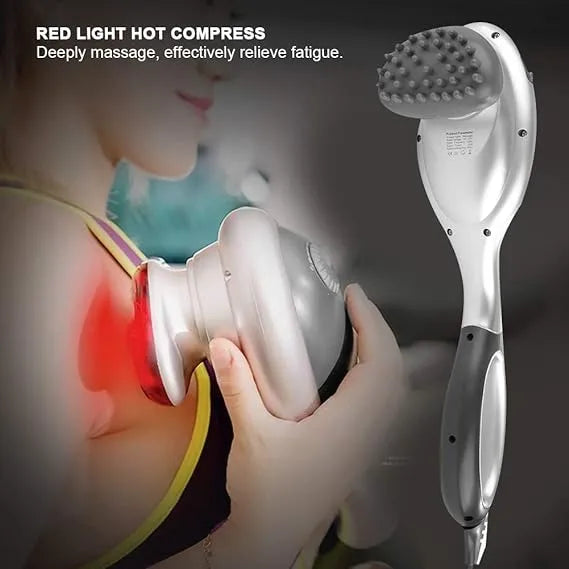 Electric Heated Handheld Infrared Body Massager 220V 22W with 2 Removable Attachments, Adjustable Speed, Lightweight ABS Portable Full Body Massage Device for Pain Relief & Blood Circulation, 41 × 11 cm (16.15 × 4.33 inches)