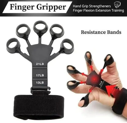 Adjustable Finger Exerciser & Hand Strengthener with 6 Resistance Levels, Individual Finger Training, Silicone Grip Design & Ergonomic Palm Fit for Grip Strength, Rehabilitation & Finger Workout